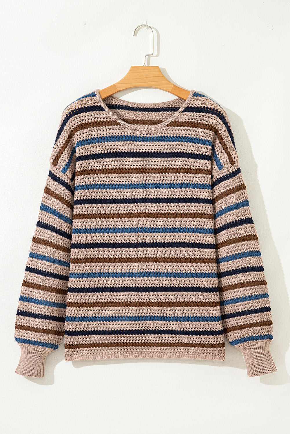 Stripe Drop Shoulder Round Neck Sweater