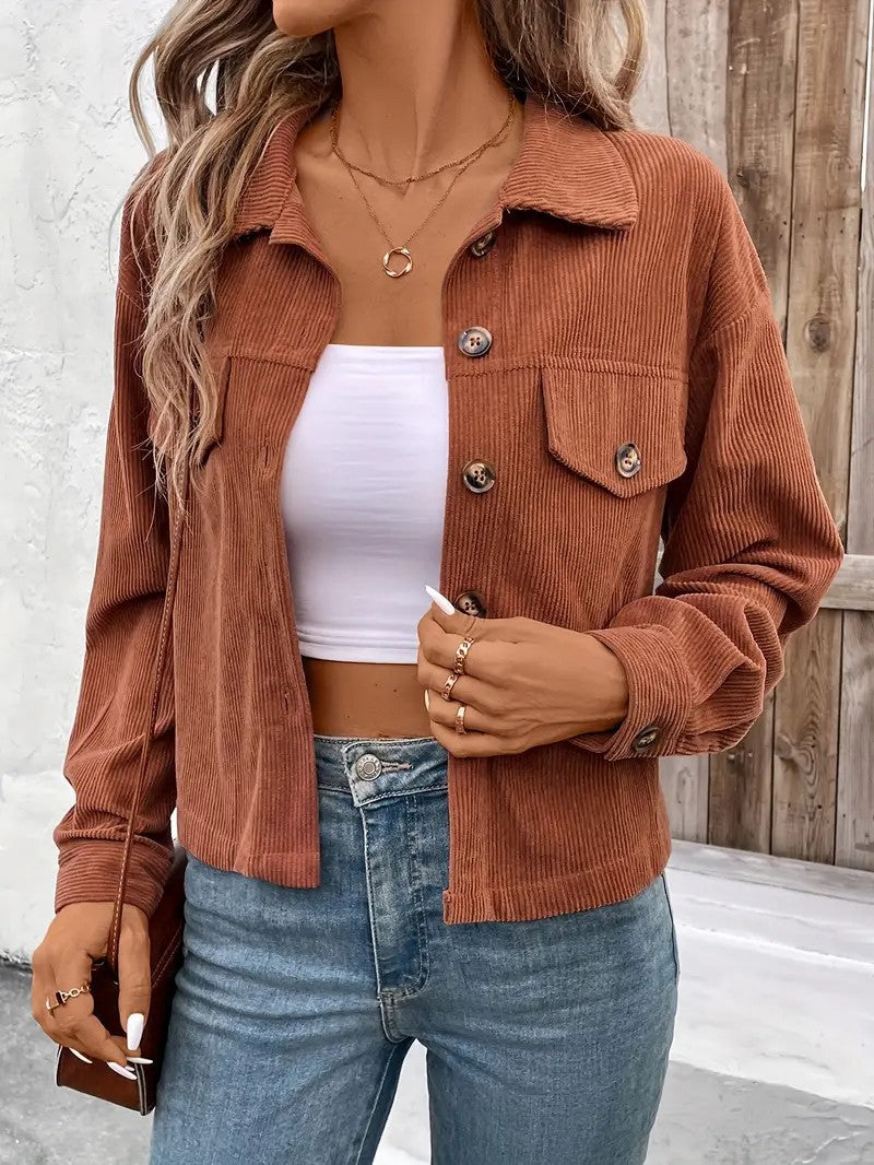 Long Sleeve Button Front Casual Shirt Jacket