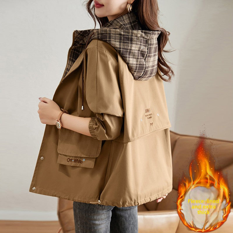 Mid-Length Fleece-Lined Casual Coat for Women