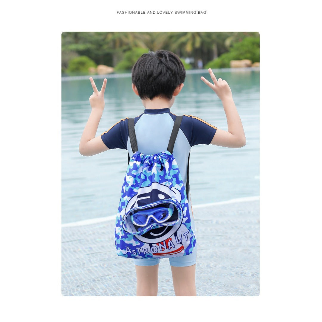 Children's swimming bag, wet and dry separation toilet bag, large-capacity swimming storage bag, beach storage bundle backpack.