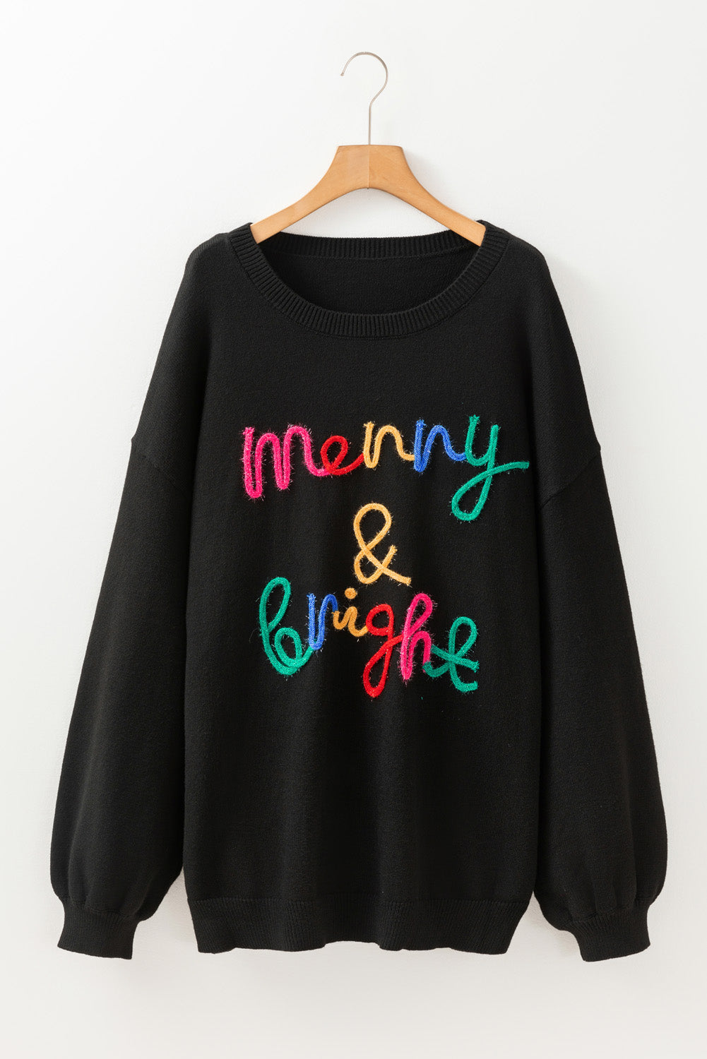 Plus Size Christmas Merry & Bright Tinsel Sweater