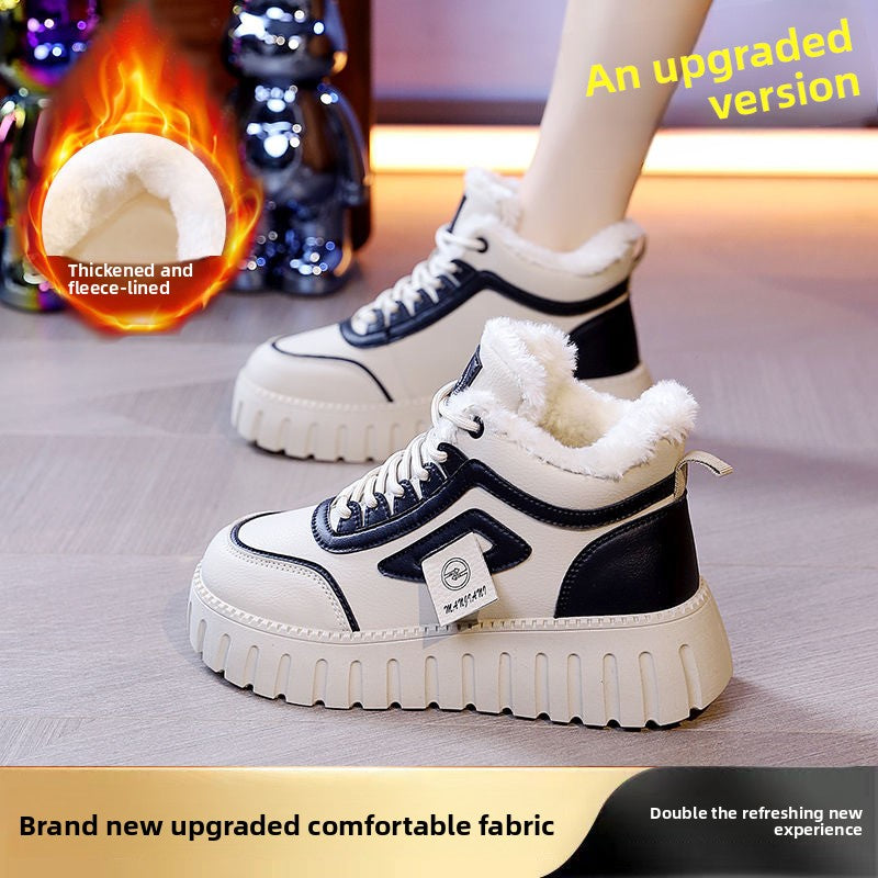 Women's Cotton Shoes Fashion Flat Soft Sole Warm Fleece Lining