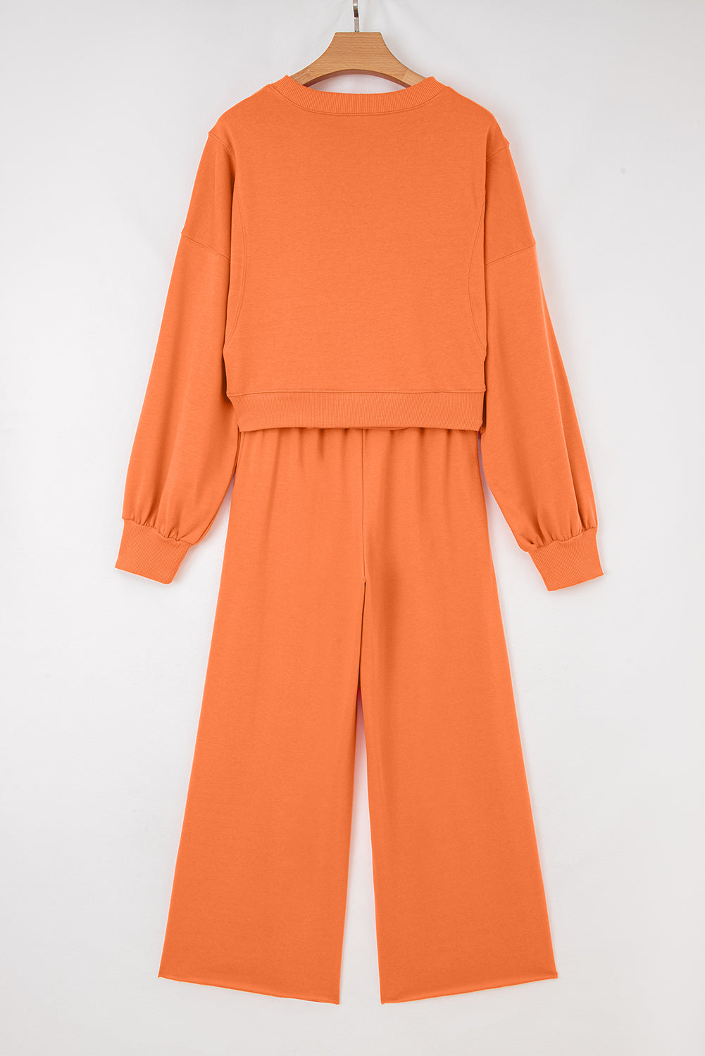 Solid Puff Sleeve Top and Drawstring Pants Set