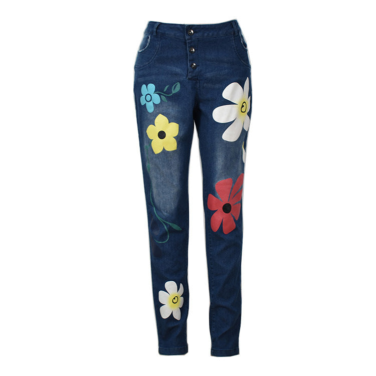Printed Denim Trousers - # GIAA23410003