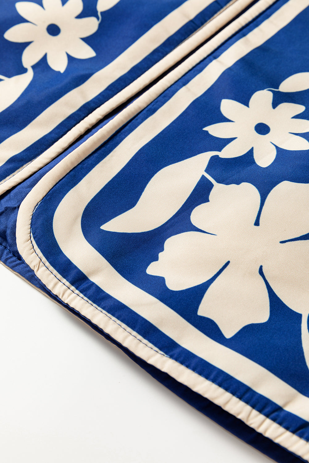 Floral Open Front Buttoned Cuff Jacket