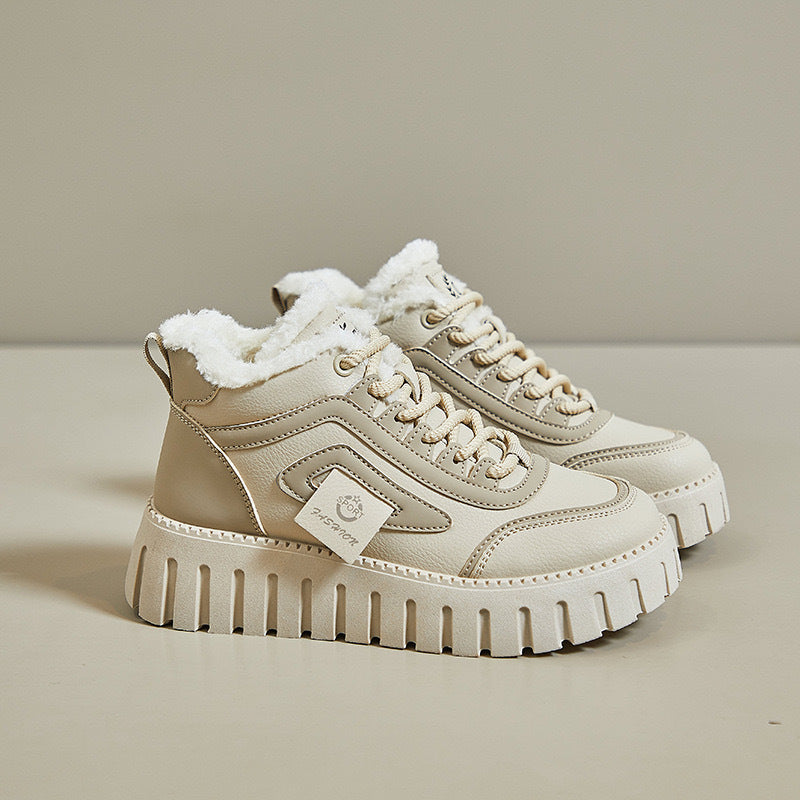 Women's Cotton Shoes Fashion Flat Soft Sole Warm Fleece Lining