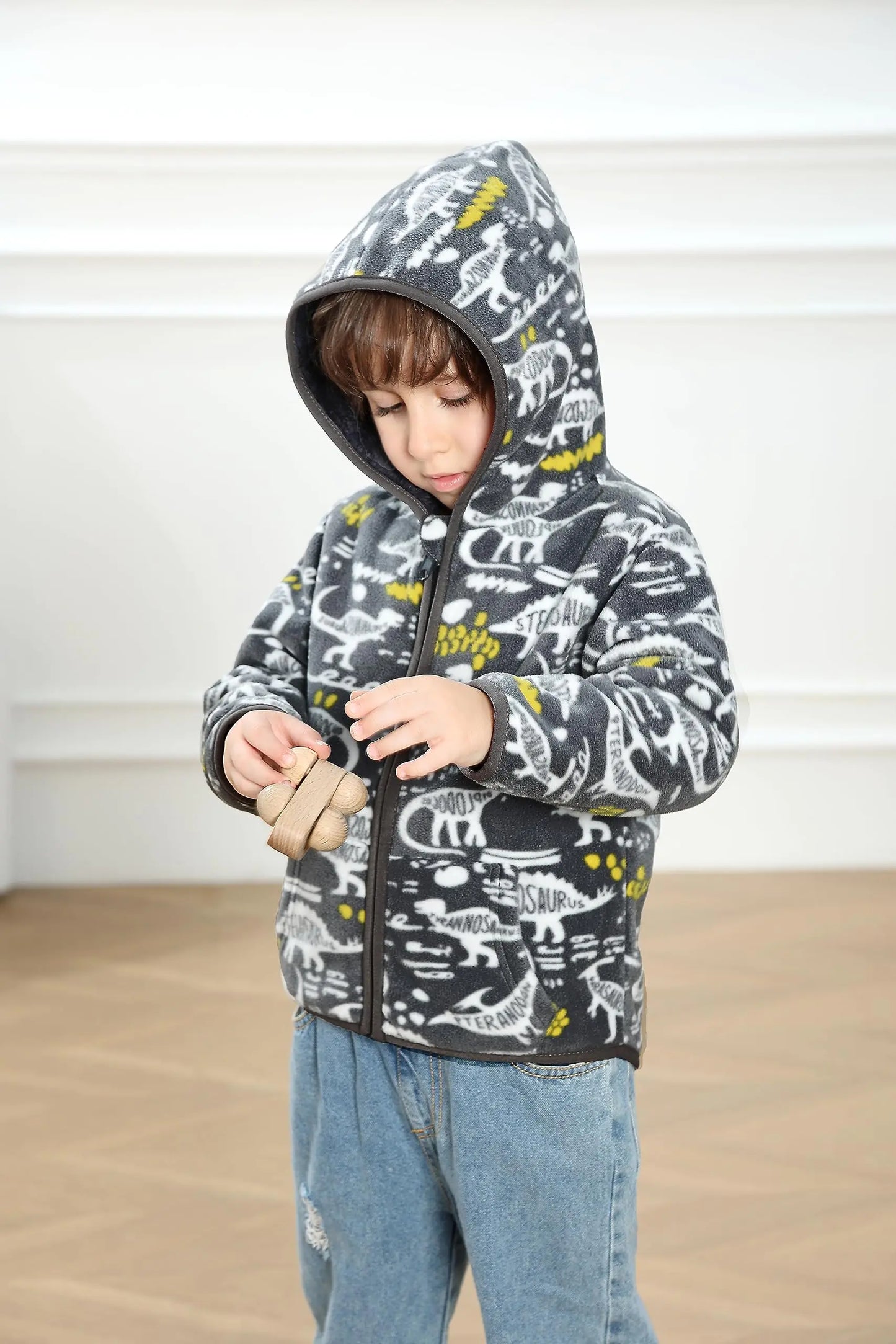 Feidoog Toddler Fleece Jacket Baby Boys Girls Hooded Waterproof Zipper Long Sleeve Thick Warm Outerwear 2-3T Graffiti - # GIAA21210006