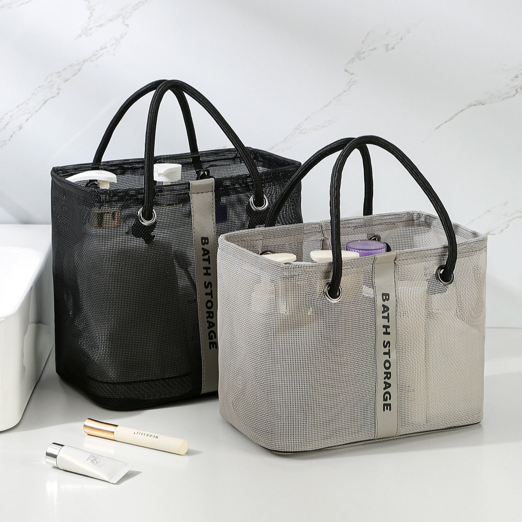 Mesh bath bag, mesh pocket tote swimming wash bag, men's bath towel bath bag, large storage bag