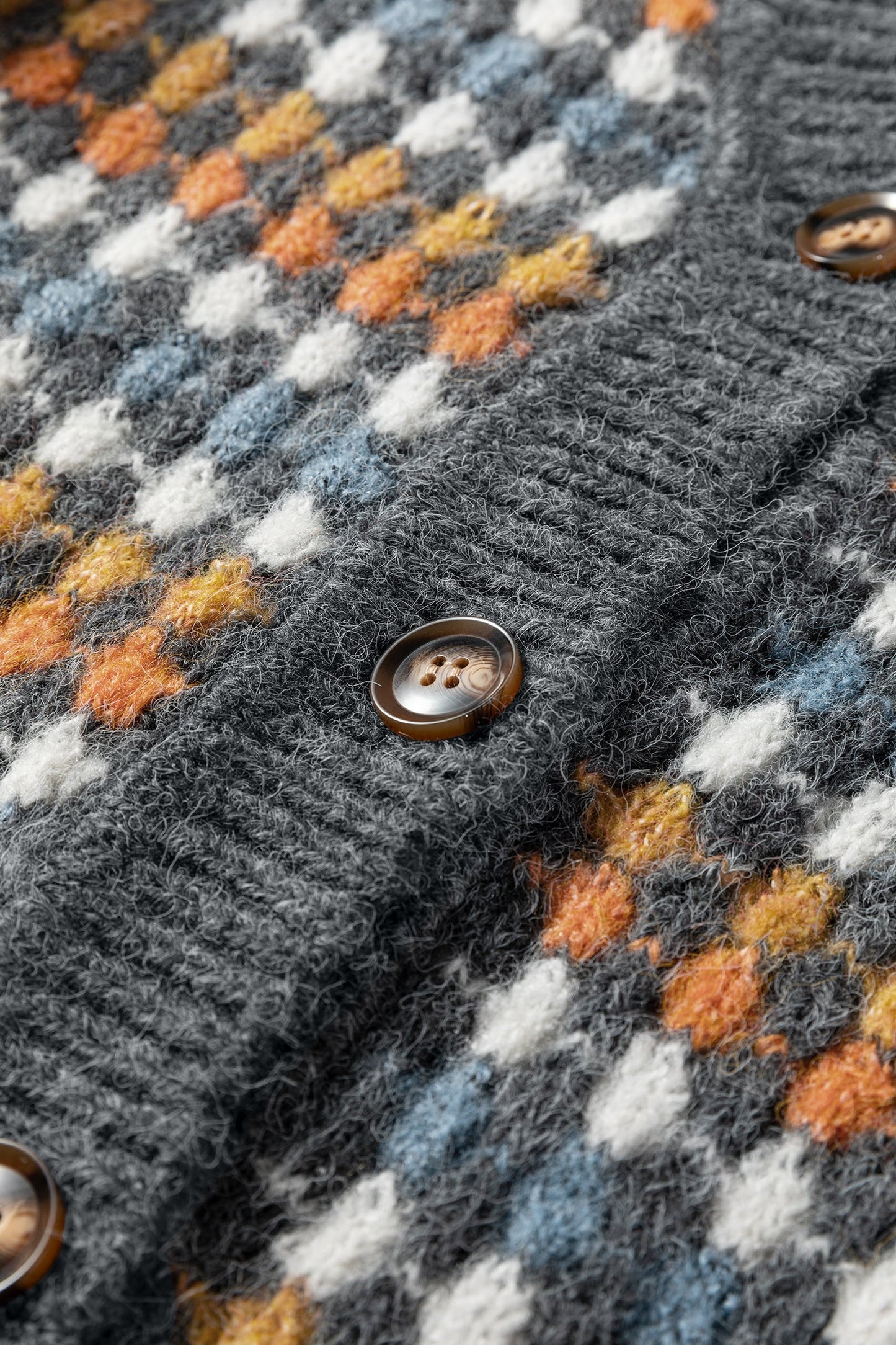 Dotty Knit Button-Up V-Neck Sweater Cardigan