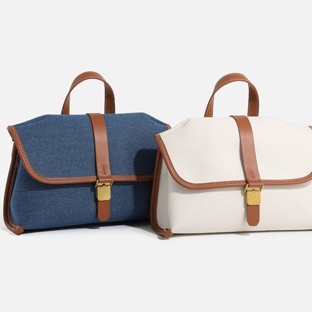 Denim messenger bag, women's casual canvas handbag, tote square bag