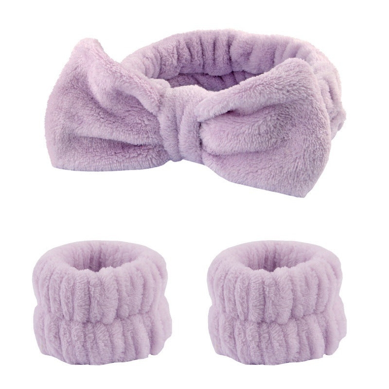 Soft Coral Fleece Wristband and Hairband Set