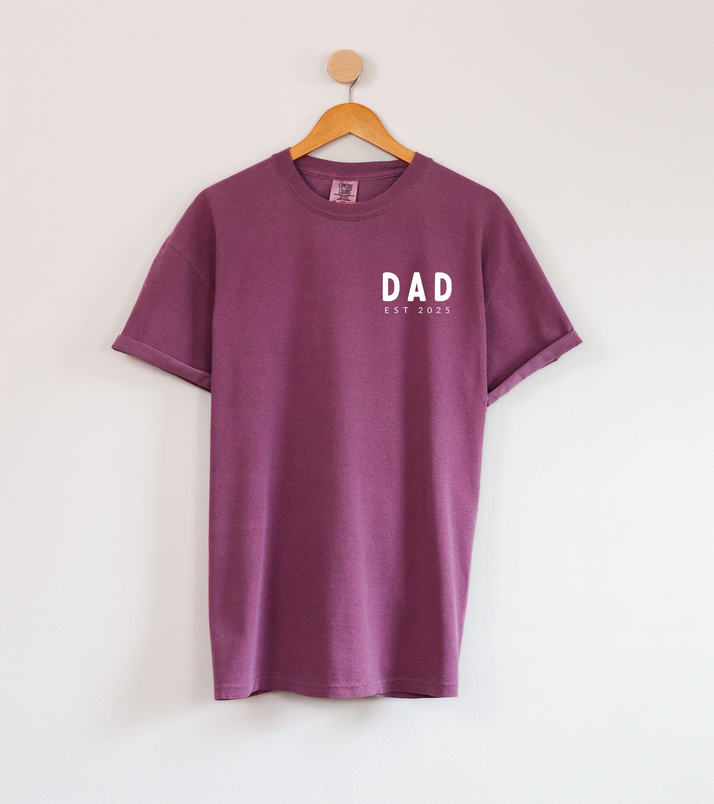 Dad Personalized est year Comfort Colors T Shirt (cali left chest) (Copy)