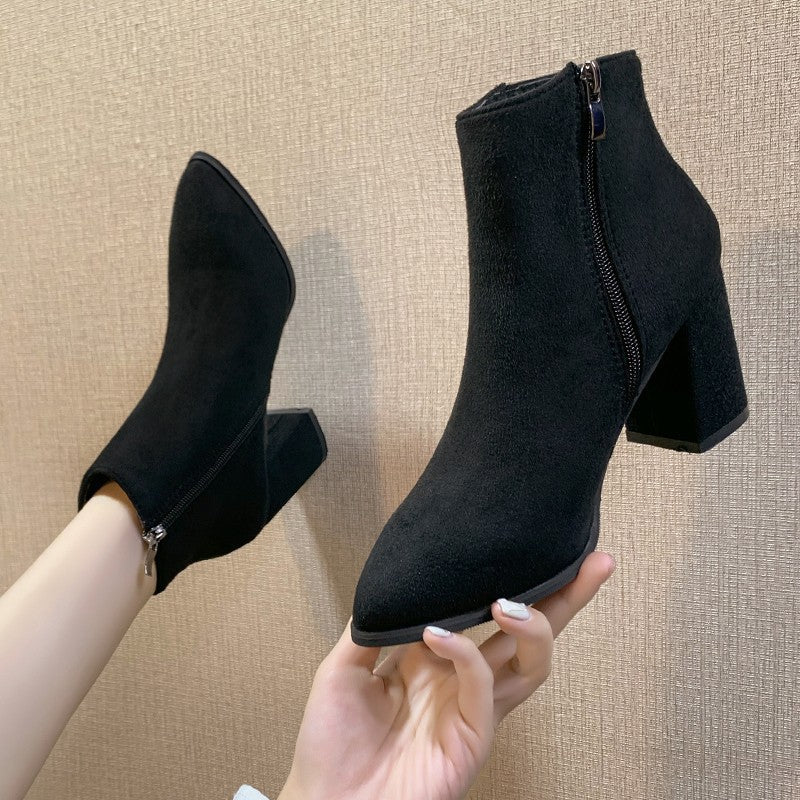 Women's Stacked Heel Ankle Bootie Shoes