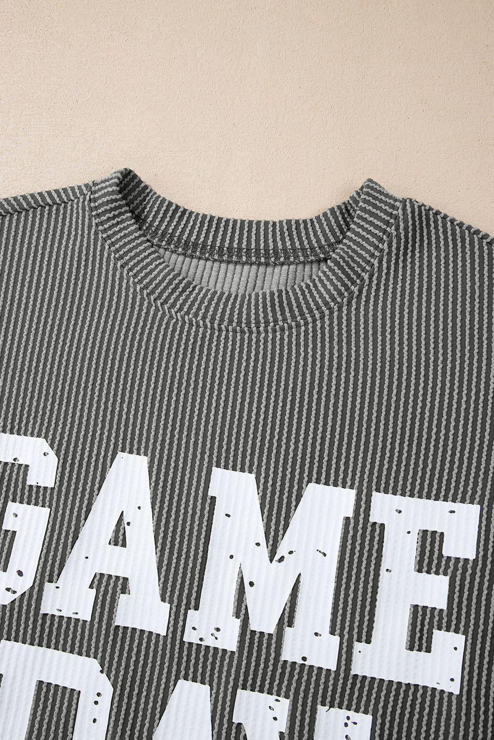 GAME DAY Textured Long Sleeve Crewneck Top