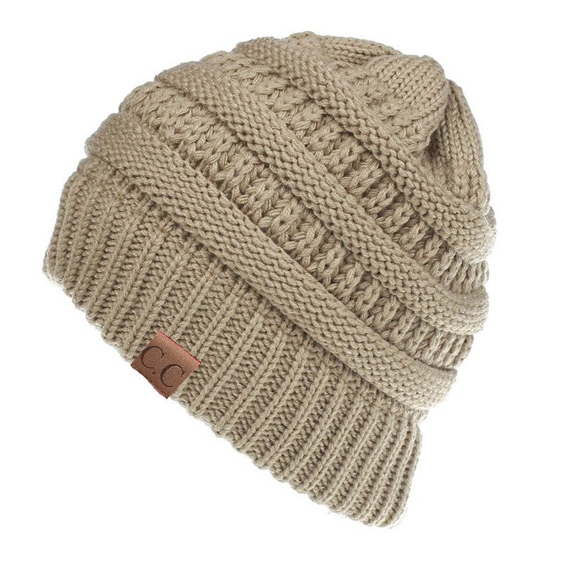 Ponytail Patch Knitted Winter Hat