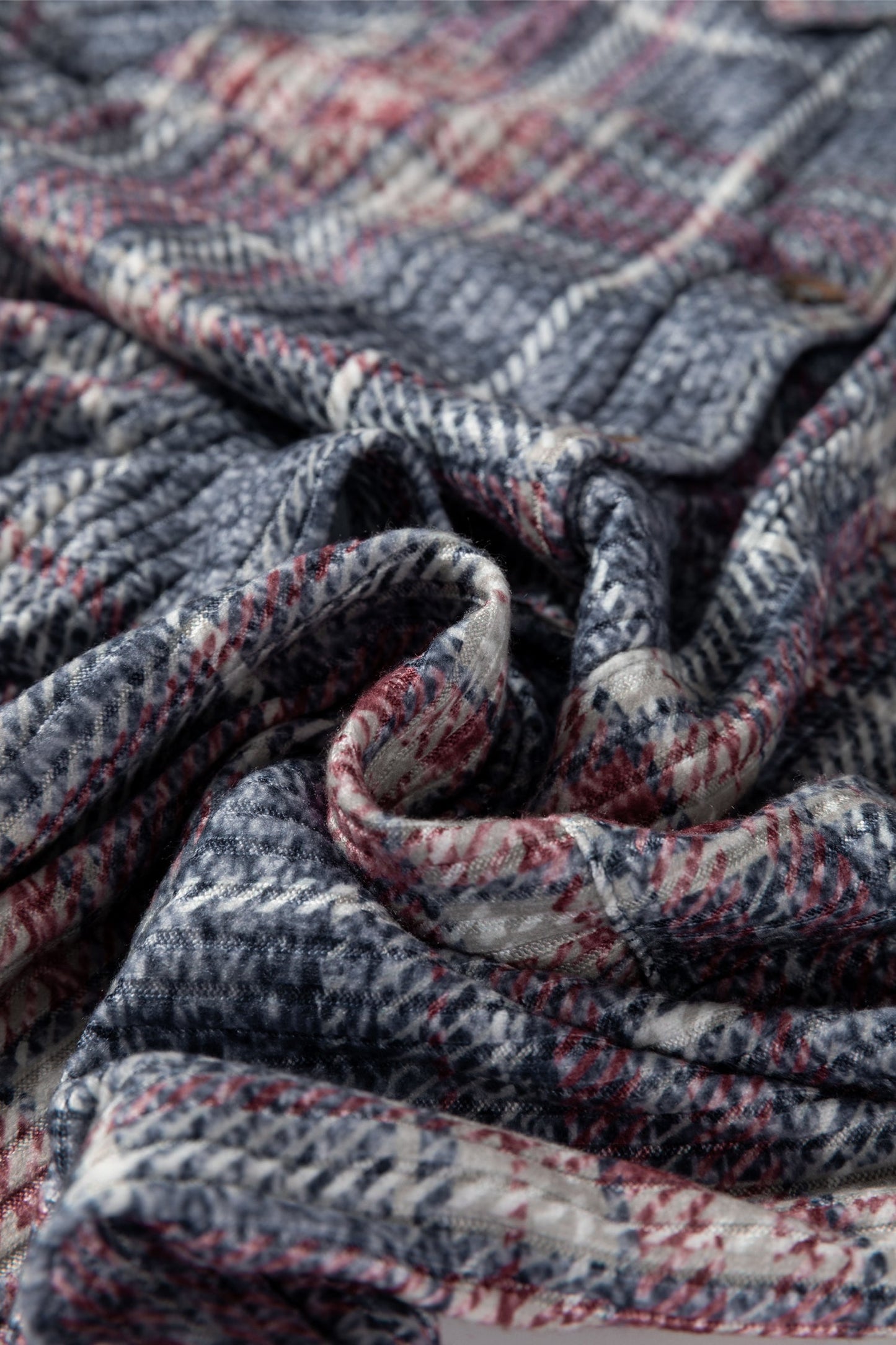 Plaid Textured Button-Up Chest Pocket Shirt