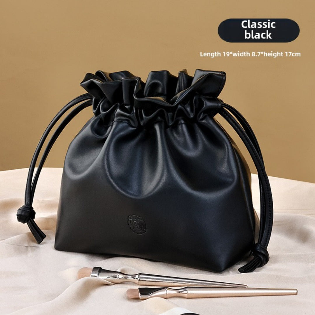 Bundle Mouth Cosmetic Bag – Large Capacity Storage Portable Makeup Bag for Women, Stylish and Functional Design for Everyday Use