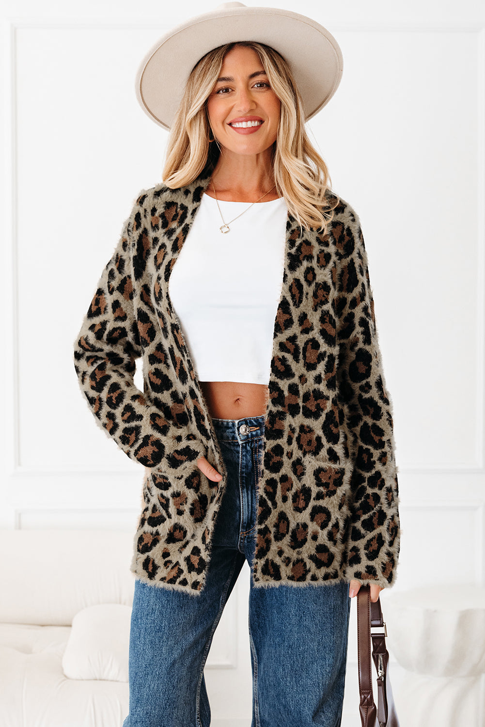 Leopard Open-Front Cardigan