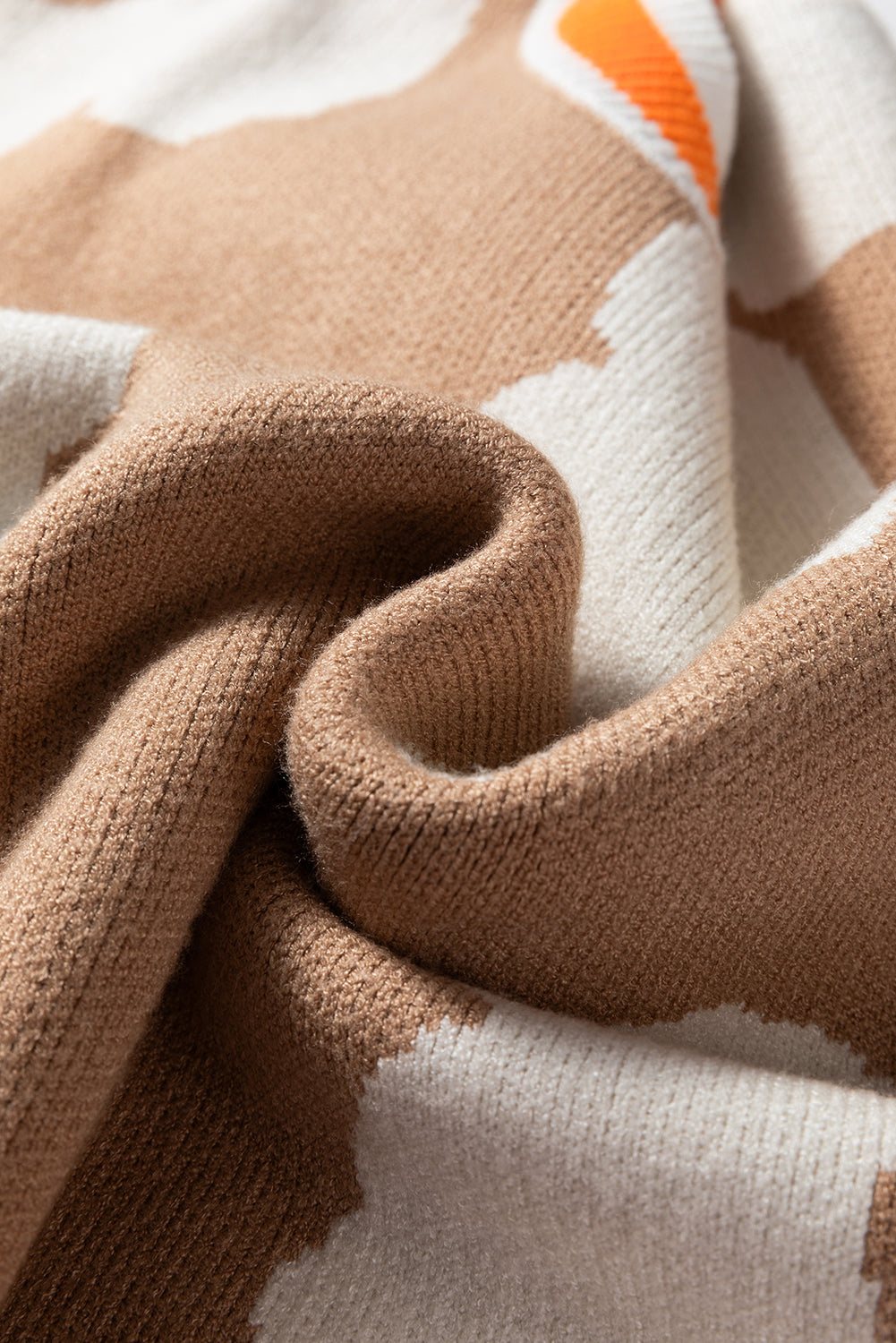 Flower Colorblock Contrast Stripe Baggy Sweater