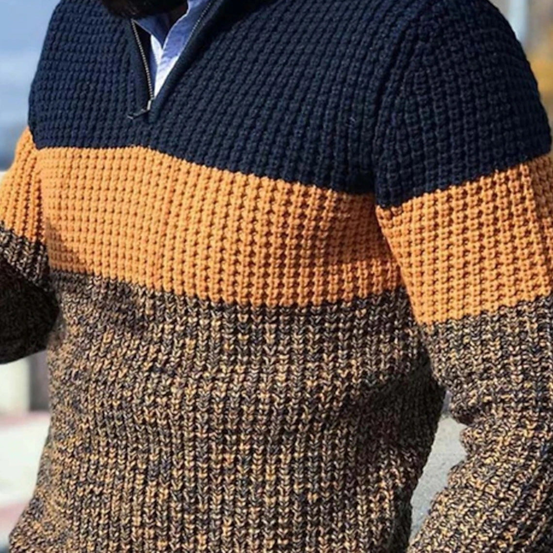 Men's Casual Color Block Sweater