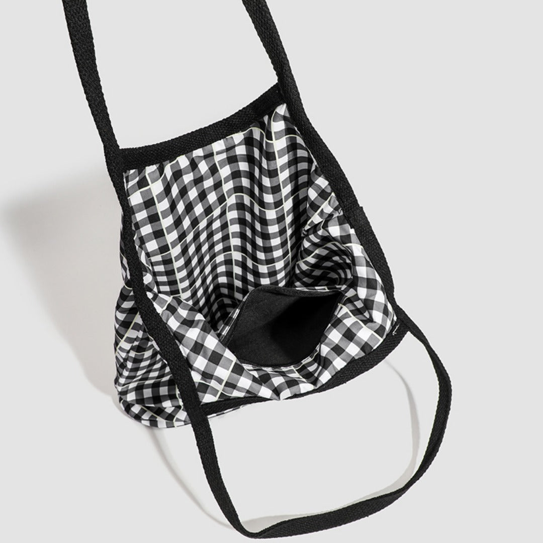 Design vintage canvas hobo bag, plaid tote bag versatile, large capacity commuter versatile shoulder bag
