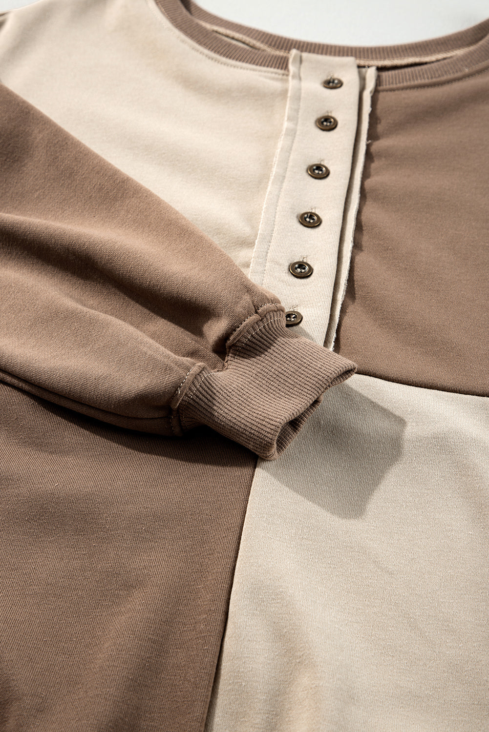 Colorblock Crewneck Henley Sweatshirt