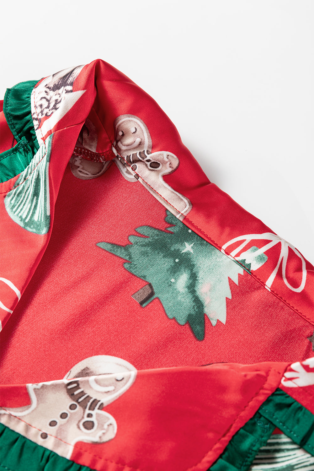 Christmas Bow Ruffle Trim Top and Shorts Pajama Set