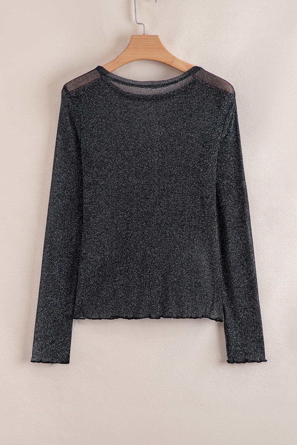 Metallic Glitter Mesh Long Sleeve Top