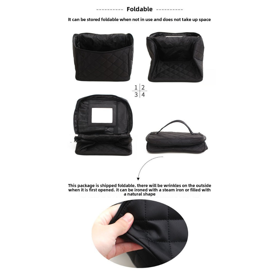 Folding mirror cosmetic bag, large capacity multi-functional toilet bag, travel waterproof storage bag,
