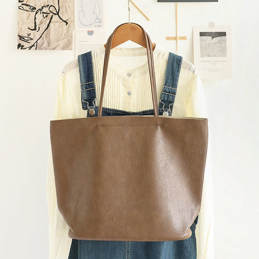 Elegant Soft PU Large Bag 2in1 – Retro Women's Shoulder Bag with Fashionable Large-Capacity Tote Design