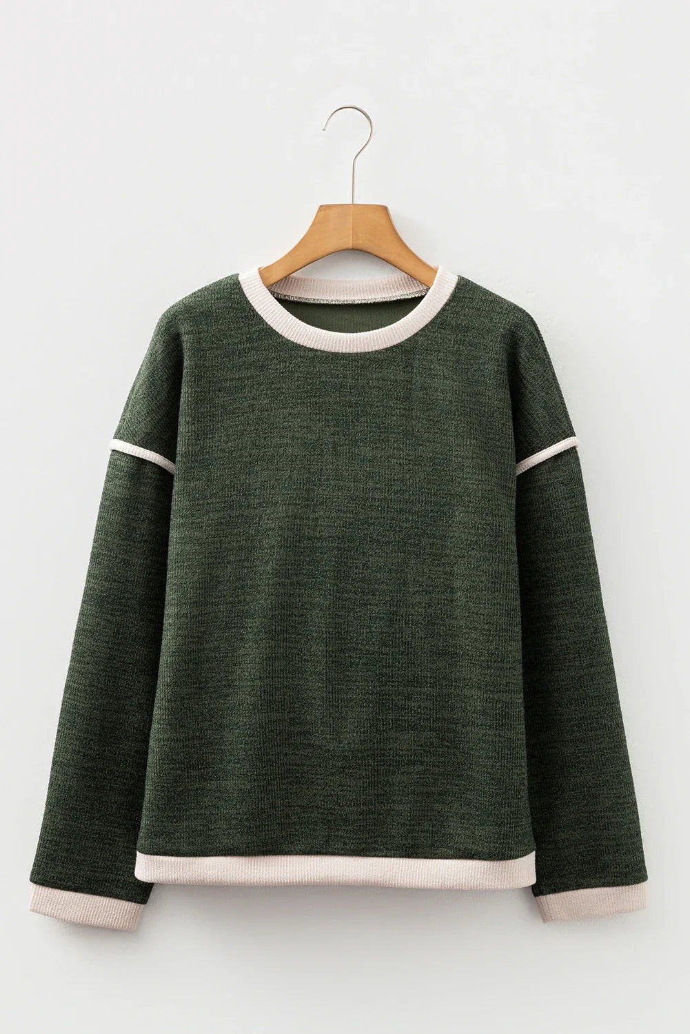 Contrast Trim Knit Drop Shoulder Top