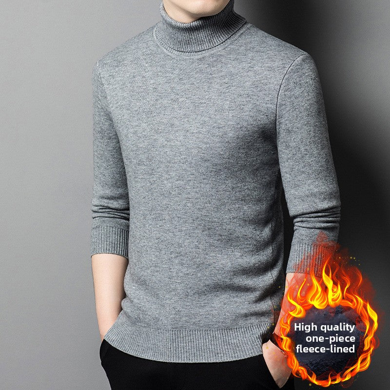 Men's Fleece-Lined Acrylic Turtleneck Sweater