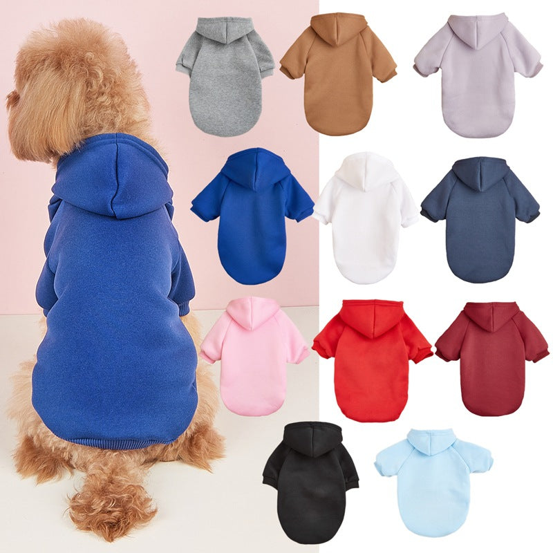 Classic Solid Color Hooded Pet Sweater for Dogs and Cats