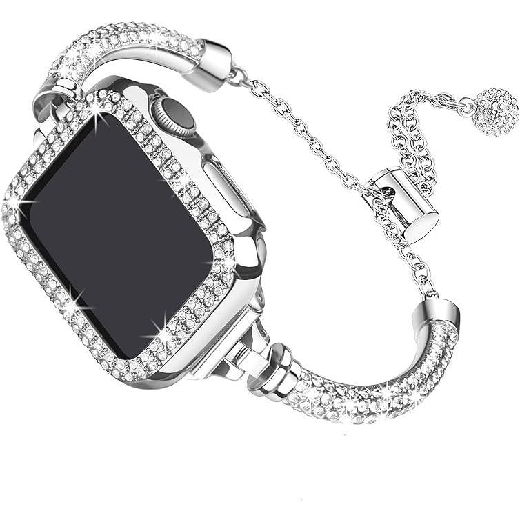 Bling Band Bracelet for Women | Compatible with Apple | Stainless Steel Dressy Metal Strap