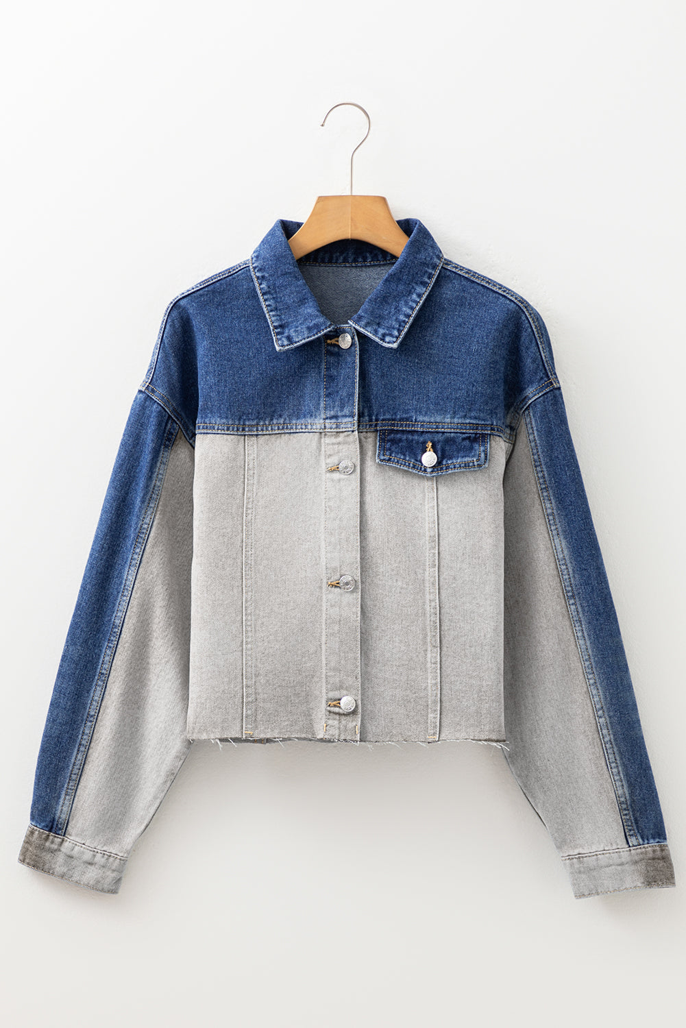 Denim Colorblock Patchwork Buttoned Jacket