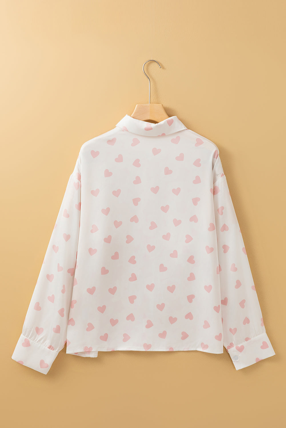 Love Heart Button-Up Drop Shoulder Shirt