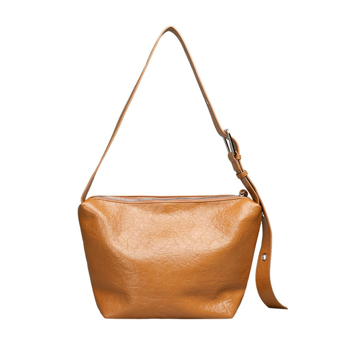 Casual Retro Small Square Bag for Women – Soft Texture PU Wide Shoulder Strap Crossbody Hobo Bag