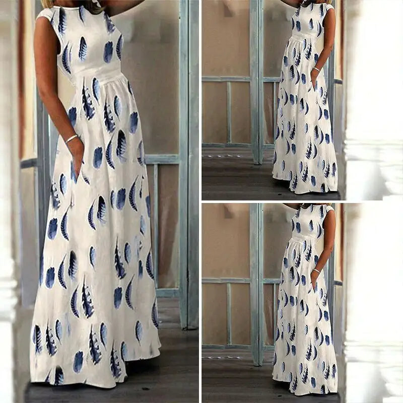 Maternity Dress with O-Neck and Print Design - # BAGE211510120-PRG