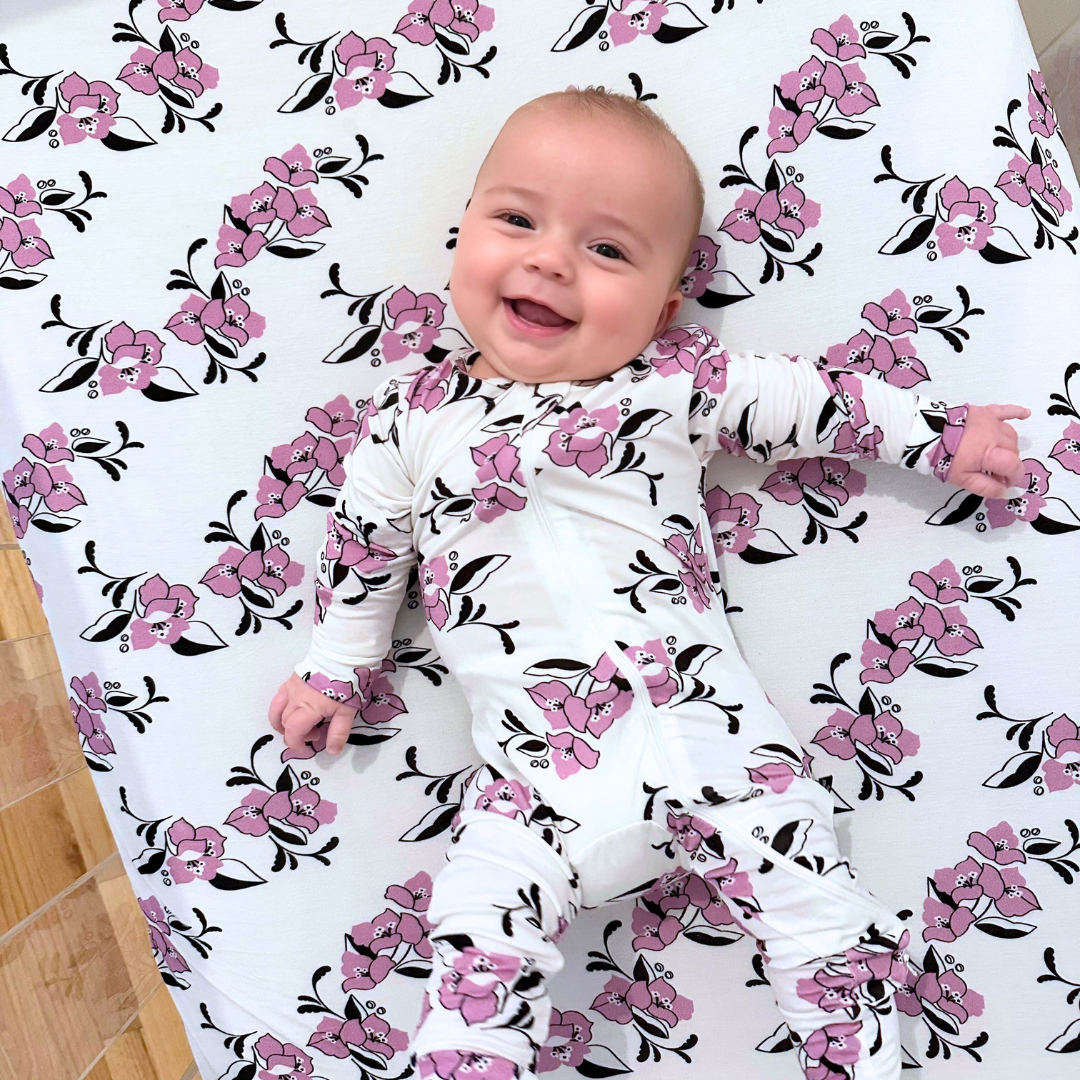 Amalfi Coast Purple Flowers Crib Sheet