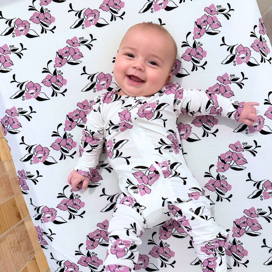 Amalfi Coast Purple Flowers Crib Sheet