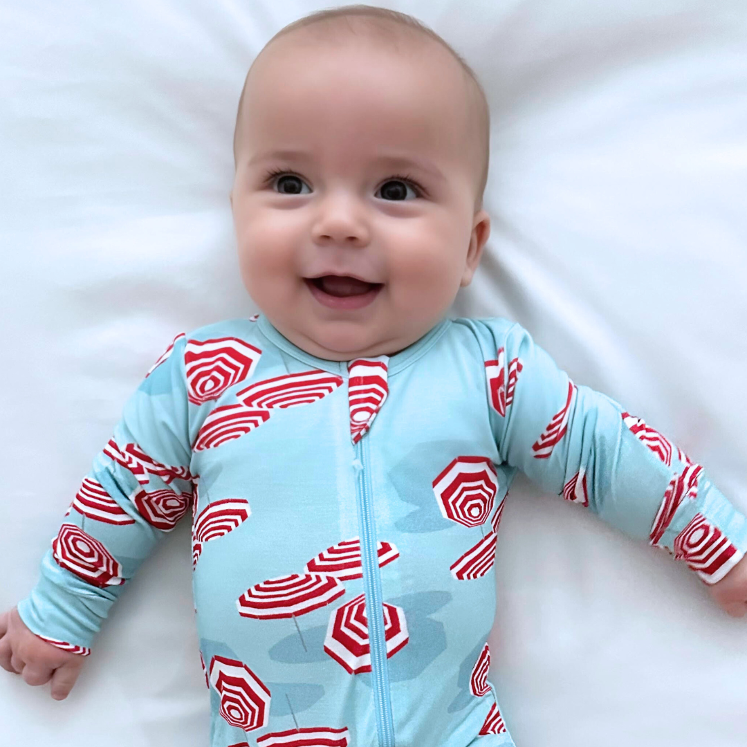 Amalfi Coast Red Beach Umbrella Zippered Romper