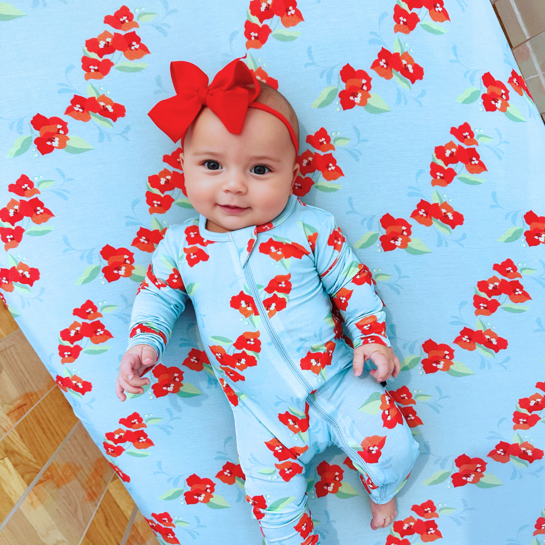 Amalfi Coast Red Flower Crib Sheet