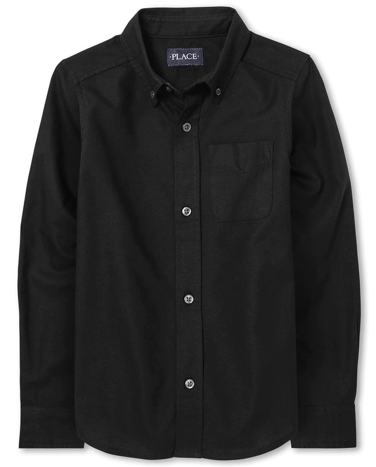 The Children's Place Boys' Long Sleeve Oxford Button Down Shirt Medium Black - # BOAA12510008