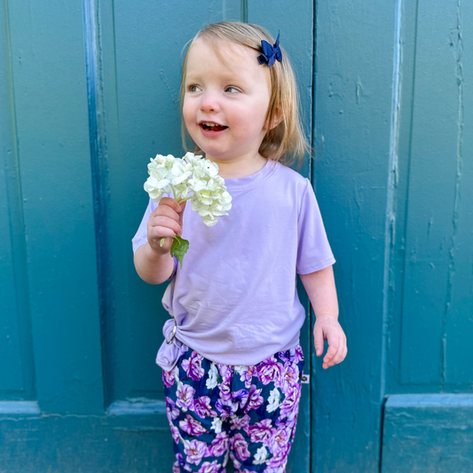 Bamboo Short Sleeve Crew Neck Tee in Lilac