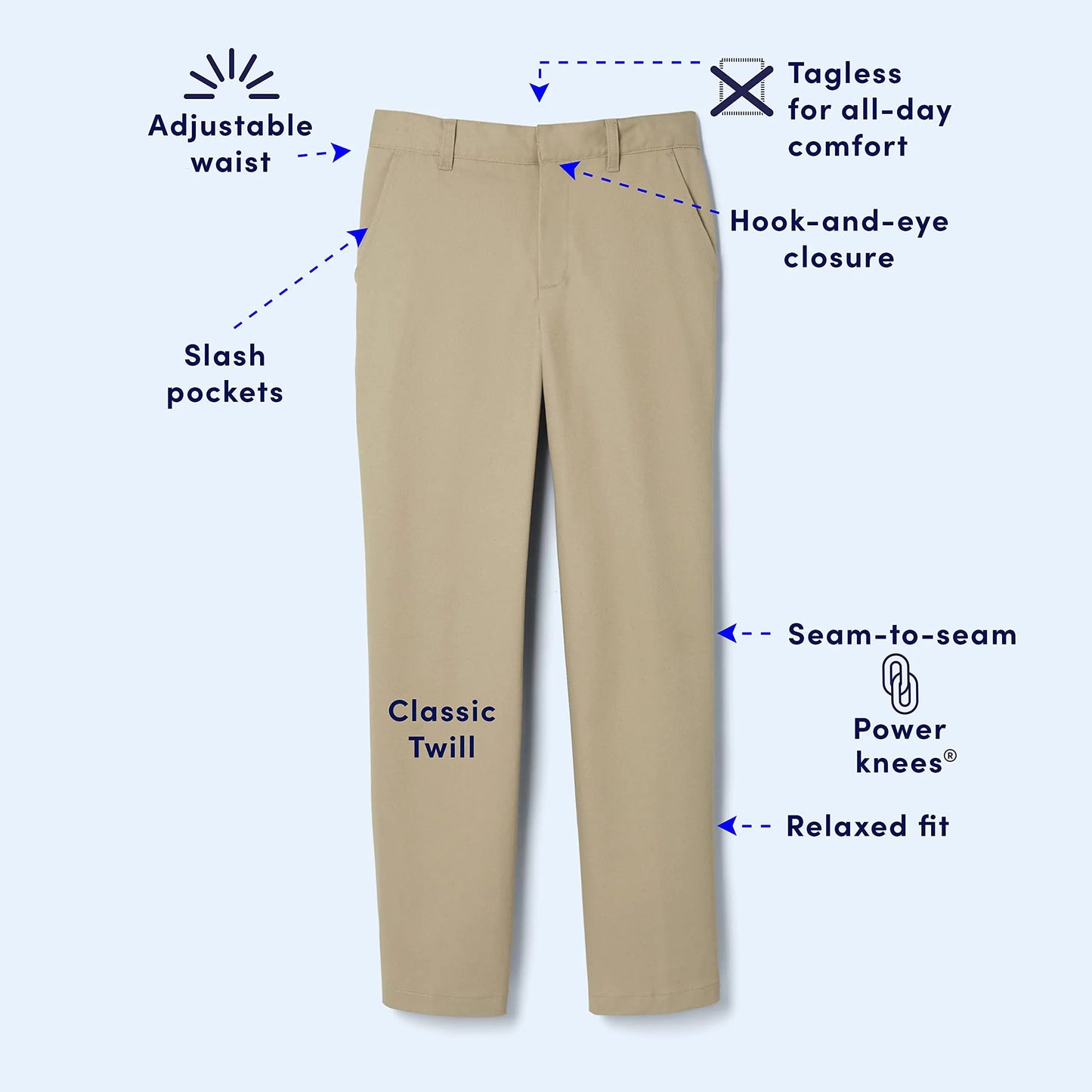 French Toast Boys' Adjustable Waist Relaxed Fit Pant (Standard & Husky) 10 Slim Khaki Beige - # BOAA12410004