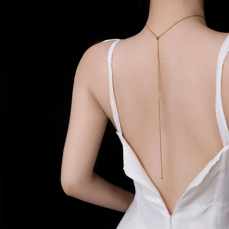 Ball drawstring snake chain necklace stainless steel necklace for women minimalist simple elegant stainless steel jewelry