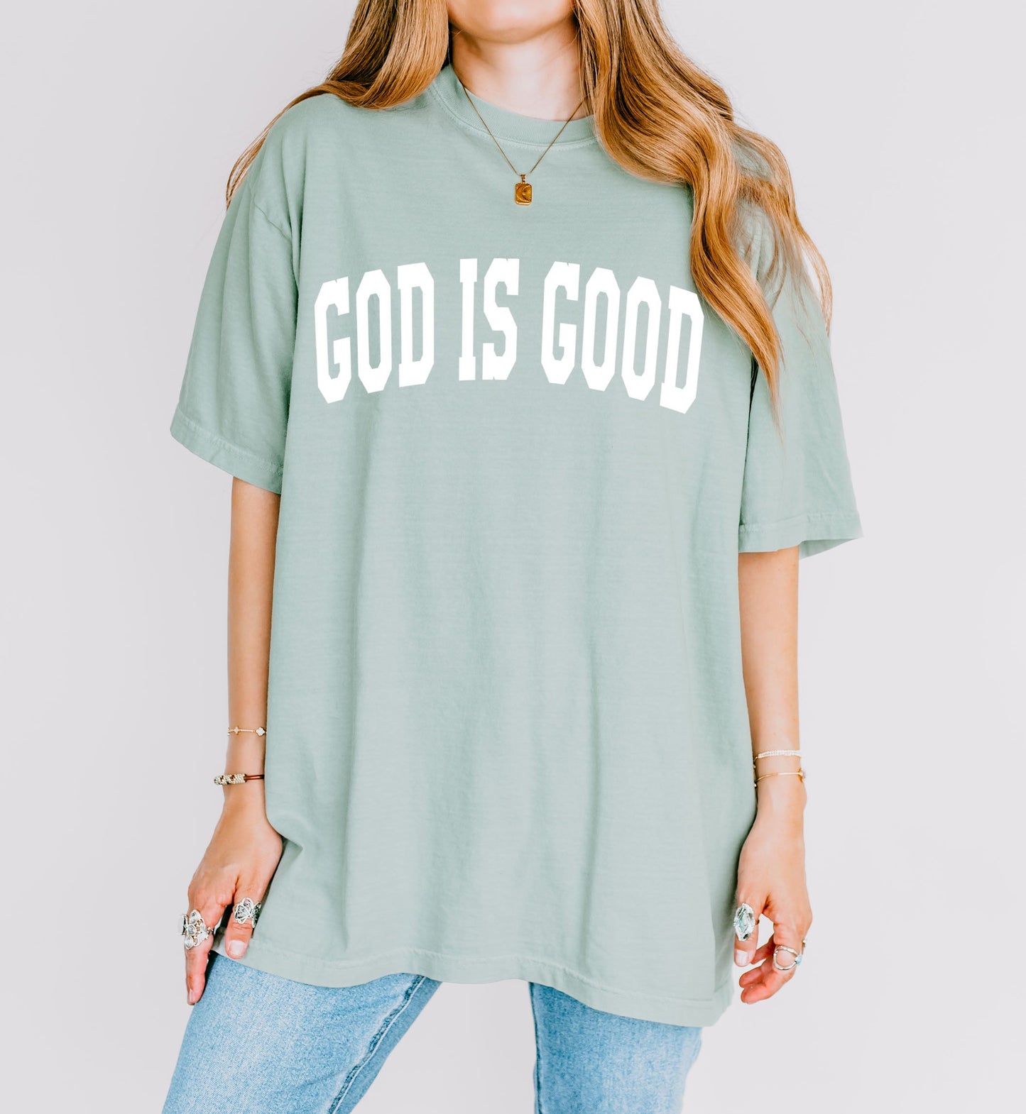 God is good Christian Comfort Colors Garment Dyed T Shirt (high school font)