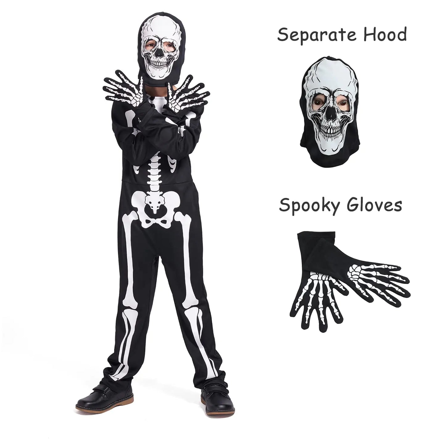 Sincere Party Kids Skeleton Costume Glow in the Dark Skeletons Halloween Skeleton Costumes for Boys and Girls 7-9years White Gid Skeleton -# BOAA111510002
