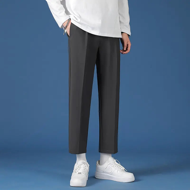 Pants Boys Mens Korean Fashion Hip Hop Classic Nine-Point Pants 2022 Boys Men Oversize Breathable Wide Leg Casual Straight Trouser27-38 - # BOAA13410007