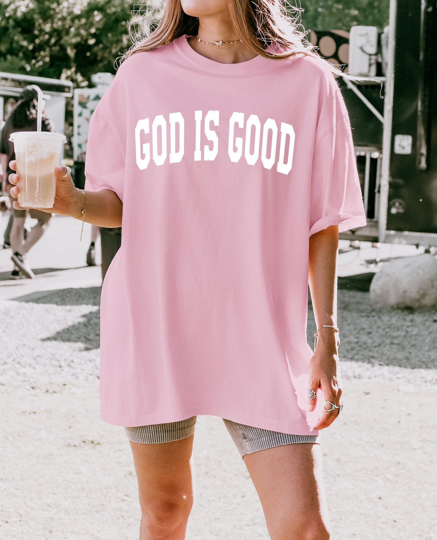 God is good Christian Comfort Colors Garment Dyed T Shirt (high school font)